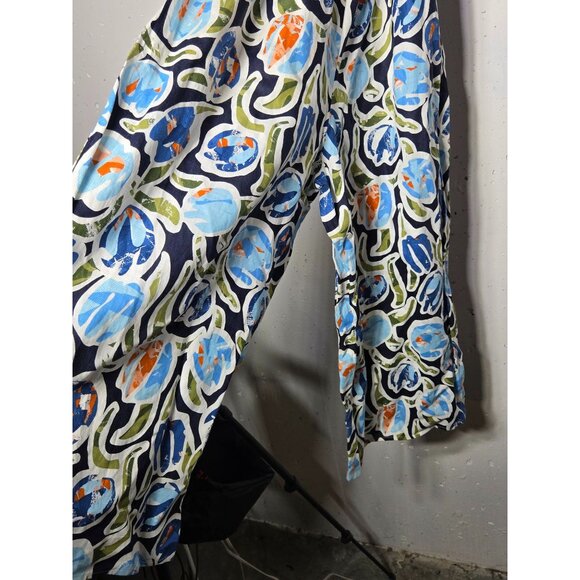 Renee C Women Multicolor Linen Strapless Jumpsuit Size Large Coastal Boho Summer - Picture 3 of 8